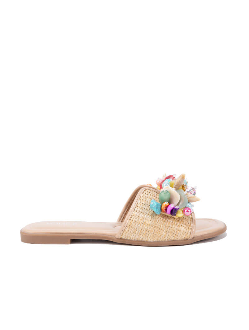 Mules plates avec accessoire